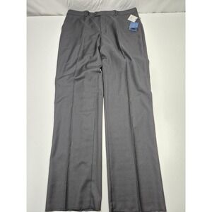 Leonardo Valenti Dress Pants Mens 42x36 Gray 100% Wool Flat Front Unhemmed NWT